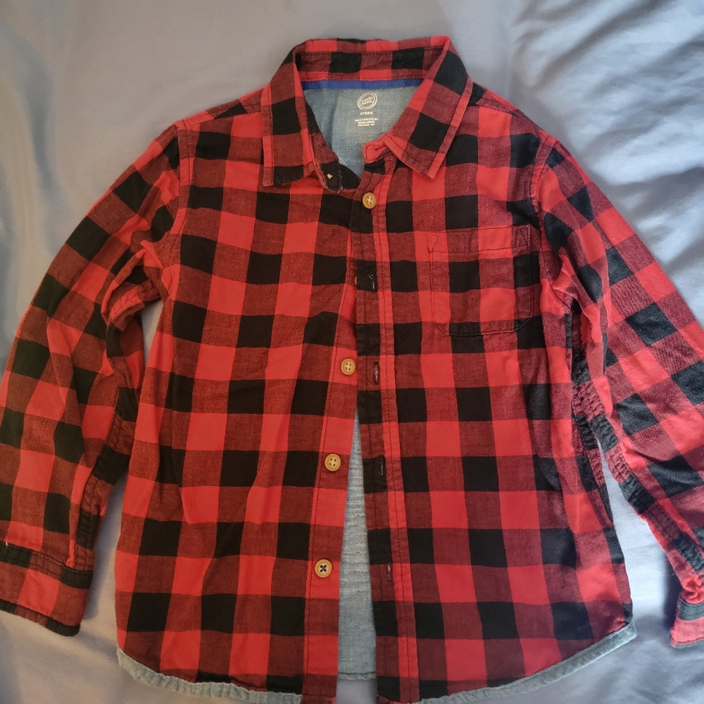 Wonder Nation Red Plaid Kids Shirt 5T